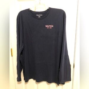 Nautica men’s 3 XL  long sleeve tee. Navy blue . Embroidered detail on back